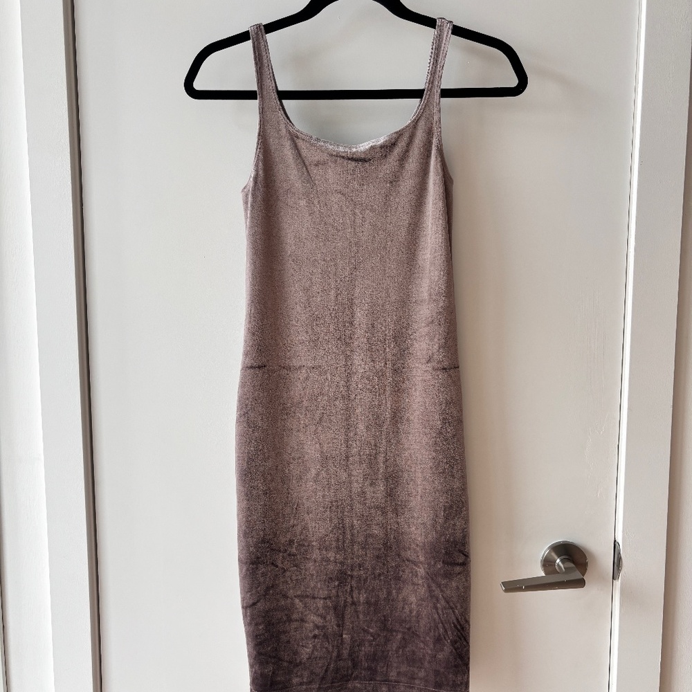 Silver/Grey Velour Midi Dress